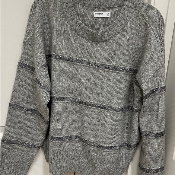 Gray Striped Women's Sweater Sonoma - Picture 3 of 4